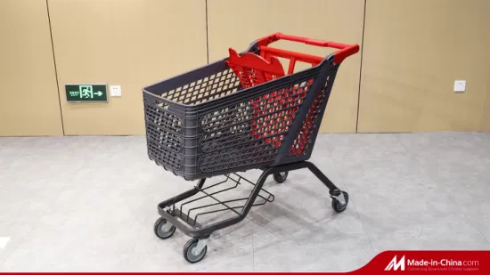 Chariot de courses manuel en plastique pour épicerie de supermarché