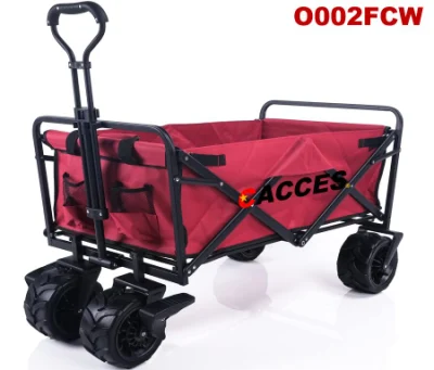 Wagon utilitaire pliable pliable avec poignée réglable, chariot de courses portable pour sports de plein air, chariot à pousser robuste, camping, plage, jardinage