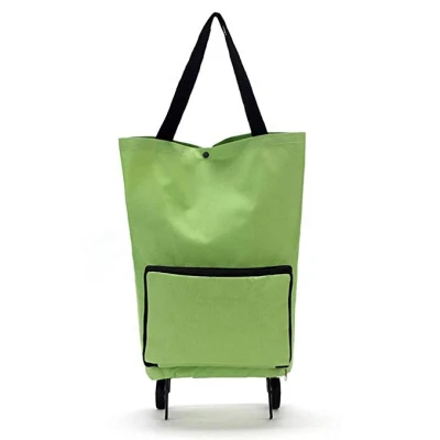 Sac de chariot de courses en nylon pliable en gros avec roue